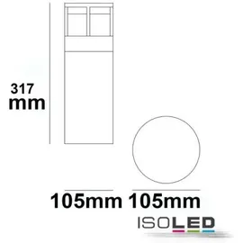 Fiai IsoLED Wegeleuchte Aluminium 30 cm 6W inkl. LED warmweiß sandschwarz