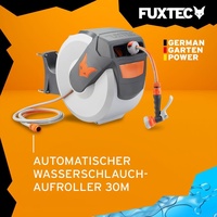 FUXTEC Wasserschlauchaufroller 30m Schlauchaufroller Schlauchtrommel Automatik