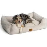 FREUDENTIER Orthopädisches Hundebett XXL aus Cord - Waschbar - Herausnehmbares Liegekissen - Oeko® TEX Zertifiziert & Handmade in Europe - Für kleine, mittelgroße & große Hunde (Beige, XXL)