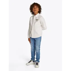 Slim-fit-Jeans TOMMY HILFIGER "SCANTON Y SLIM FIT DKBLUE JEANS", Jungen, Gr. 7 (122), N-Gr, denim rinse, Denim/Jeans, Obermaterial: 98% Baumwolle, 2% Elasthan, unifarben, slim fit, Jeans, in blauer Waschung, mit Logo-Badge