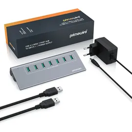 Primewire USB 3.2 Gen2 Hub, 7 Port Verteiler aktiv mit Netzteil, 10 Gbit/s