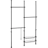 [en.casa] Teleskopgarderobe Kemi mit 3 Garderobenstangen 160 - 200 cm
