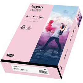 Inapa farbiges Druckerpapier, buntes Papier tecno Colors: 80 g/m2, A4, 2.500 Blatt (5x500), hellrosa