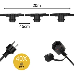 Bailey | Stechkabel 20 Meter | 40 Lichtpunkte | IP44