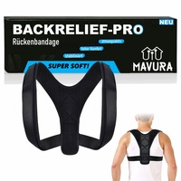 MAVURA Geradehalter mit Stützgürtel BACKRELIEF-PRO - Premium Geradehalter Rückenhalter Rückenbandage, Haltungskorrektur Rückenstabilisator Haltungsstütze Rückenstütze schwarz