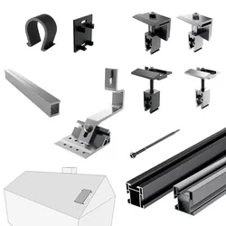 PV-Montagesystem Ziegeldach einstellbar, vertikal, 1 Kollektor, Mounting Systems