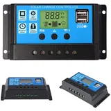 ZHITING 30A 12V-24V Solarregler Laderegler - PWM Solar Ladegerät Controller Solarpanel Batterie Intelligente Solarregler mit LCD-Display, USB-Anschluss