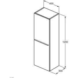 Ideal Standard i.life A Halbhochschrank 40 x 30 x 120 cm Weiß Glas