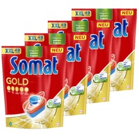 Somat Gold Spülmaschinen Tabs (4x49 Tabs), Geschirrspül Tabs für strahlend sauberes Geschirr auch bei niedrigen Temperaturen, Extra-Kraft gegen Eingebranntes