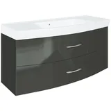 Lomadox Waschtisch mit Unterschrank & Becken 120cm FLORIDO-03 Hochglanz grau, b x h x t: ca. 120 x 54 x 47 cm