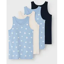 NAME IT Mädchen Nkftank Top 4P Hearts Noos, Serenity, Numeric_98 (4er Pack) - 98