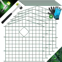 Kesser KESSER® Teichzaun Gartenzaun Steckzaun Komplettset Metall Zaunelemente Inkl. Hammer + Befestigungsstäben, Zaun zum stecken für Garten, Oberbogen Rund Gitterzaun Set Freigehege für Hunde