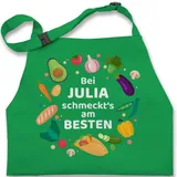 Kinderschürze Schürze Kinder Jungen Mädchen - Kochschürze - Bei Name schmeckts am besten - Veggie Vegetarisch Geschenkidee Köche Hobbyköche - 7-14 Jahre - Grün - kochschürzen - 7-13 Jahre