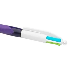 BIC 4-Farben-Kugelschreiber 4 Colours GRIP Fashion lila/weiß, Schreibfarbe: hellgrün, rosa, violett, türkis, 1 St.