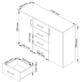 Akord Kommode 110 x 80 x 35 cm Weiß
