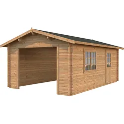Garage PALMAKO "Irene/Roger", braun (hellbraun), Massivholz, Garagen, BxTxH: 426x598x276 cm, ohne Tor, hellbraun
