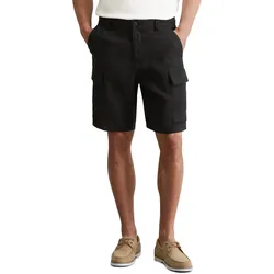 Shorts MARC O'POLO "aus reinem Leinen", Herren, Gr. 33, Normalgrößen, schwarz, Obermaterial: 100% Leinen, unifarben, casual, relaxed fit kurz, Hosen