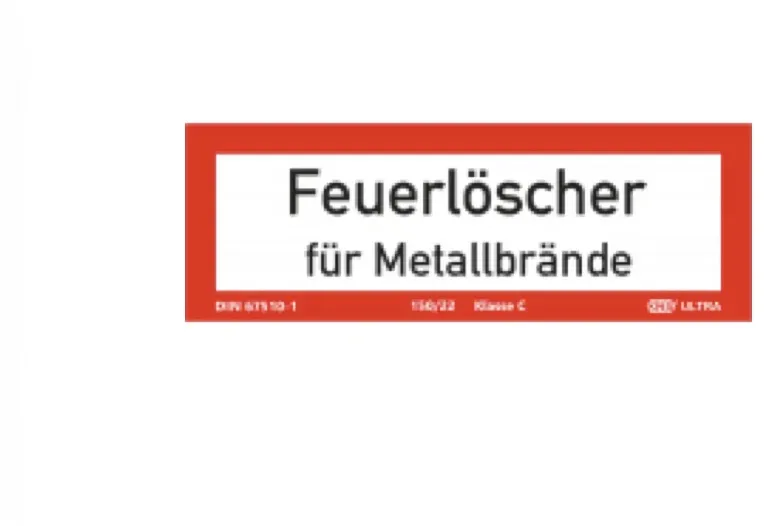 Brandschutzschild ( Zusatz ) mit Text -Feuerlöscher für Metallbrände-