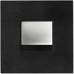 EDOS Orientierungslicht LED mit 230V Direktanschluss, ww 3000K, 230V AC, 1,5W, CRI>80, IP20, Schwarz gebürstet, quadratisch, asymmetrische Lichtverteilung, 80lm,