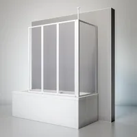 Schulte D1603 04 01 Duschwand für Badewanne Well mit Seitenwand, 129 x 140 x 75 cm, 3-teilig faltbar, Kunstglas Tropfen-Dekor, alpinweiß, Duschabtrennung