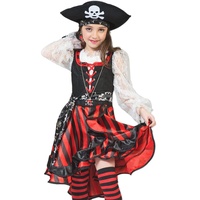 Das Kostümland Seeräuberin Peppina Piratin Kostüm für Kinder, Schwarz / Rot / Weiß, 140