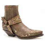 SFSSWSRYDF Cowboy-Stiefel mit Kubanischer Absatz Herren Westernstiefel Metallspitzen Biker Rock Biker Boots,Kaffee,42 EU - 42 EU