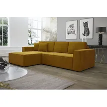 Fun Möbel Ecksofa Schlafsofa Sofa CONOR Stoff Kronos Goldbraun Ottomane Links