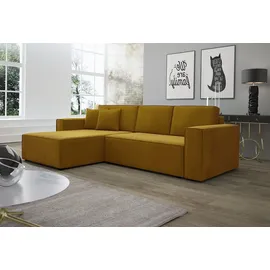 Fun Möbel Ecksofa Schlafsofa Sofa CONOR Stoff Kronos Goldbraun Ottomane Links