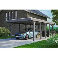 SKANHOLZ Friesland Einzelcarport 3,97 x 7,08 m schiefergrau mit Aluminiumdach und Pfostenanker