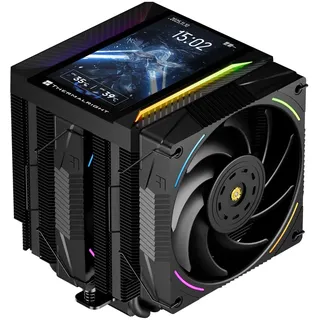 TR-Thermalright Peerless Assassin 120 Vision MAX ARGB Black CPU-Kühler, Dual-Tower-Design mit 6 Heatpipes und 5 Zoll IPS-Display, zwei 120mm PWM-Lüfter, für AM5/AM4 und Intel LGA1851/1700/115x/1200