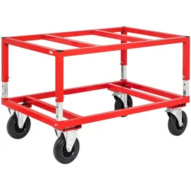 Kongamek Palettenwagen Stahl 1200x800mm rot höhenverstellbar