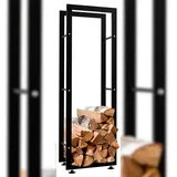deluke Kaminholzregal Innen Metall 25 x 40 x 125 cm Schwarz