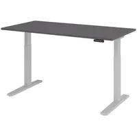 Bümö Schreibtisch, Graphit, Silber, Nachbildung, Rechteckig, 160x74x80 cm, FSC
