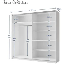 home collective Schwebetürenschrank 200,6 x 207 x 60 cm Weiß