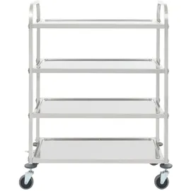 deluke Servierwagen KENNI für Küche 4-Etagen 107x55x125cm Edelstahl Küchenwagen mit Rollen Etagenwagen für Hotel Restaurant