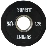 Suprfit Mini PU Bumper Plates - gummierte Hantelscheibe für Techniktraining mit der Hantelstange, Gewicht: 1 x 1,25 kg, Stahlring mit 50 mm Durchmesser, Farbe: Schwarz