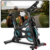 Wenoker Heimtrainer Fahrrad, Leises Hometrainer Ergometer mit LCD-Monitor, Hometrainer Fahrrad mit Tablet-Halter, Spinning Bike Indoor für Kardio-Training zu Hause, Bis 140KG