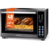 Heinrich ́s Minibackofen HMO 8406 Multibackofen, Minibackofen, 48L Volumen, mit Umluft, 8h Timer, Beleuchtung, 100-230 °C, Touch