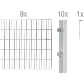 GAH Alberts Doppelstabmattenzaun 1800 x 160 cm Silber/Metall