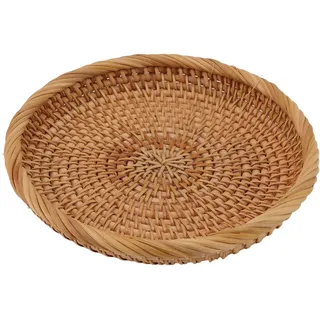 Rattan Obsttablett, Rattan Serviertablett Rundes Gewebtes Serviertablett, Brot Obstkorb, Handgewebter Lebensmittelaufbewahrungshalter, Dekoratives Tablett Für Den Arbeitstisch in Der Küche(M)