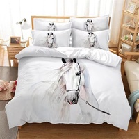 CXYXHW Pferde Motiv Bettbezug Set,3D Pferd Mikrofaser Bettwäsche-Sets 3teilig mit Reißverschluss und Kissenbezug,Bettwäsche Set Tier Motivb für Kinder,Jugendlich. (135x200cm)