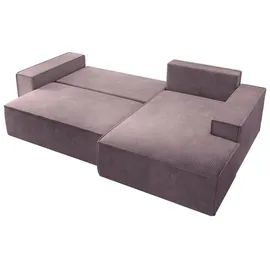 Selsey Sofa Ecksofa Eckcouch Schlafsofa Couch Mit Schlaffunktion und Bettkasten, Ottomane Rechts Cordbezug in Rosa