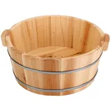 Fußbadewanne aus Holz, Fußbadewanne aus Holz mit glatten, abgerundeten Kanten für sicheres und entspannendes Spa zu Hause, natürliches Holzbecken für Pflege und Kinderbad.