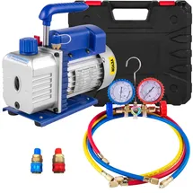 Vevor Vakuumpumpe 220 V 50 Hz Unterdruckpumpe Vakuumgeräte Pumpe 1720 U Refrigerant Vacuum Pump, Vakuumgeräte Verteiler-Manometer-Set für Klimaanlage Kfz-Kühlsystemen