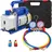 Vevor Vakuumpumpe 220 V 50 Hz Unterdruckpumpe Vakuumgeräte Pumpe 1720 U Refrigerant Vacuum Pump, Vakuumgeräte Verteiler-Manometer-Set für Klimaanlage Kfz-Kühlsystemen