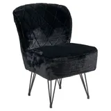 Sessel Cocktailsessel Polstersessel Polyesterstoff Felloptik Schwarz