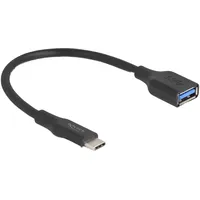 Delock USB 10 Gbps Adapter Type-C Stecker zu Typ-A Buchse 19 cm 60 W QC 3.0 schwarz (0.19 m, USB 3.2 Gen 2), USB Kabel