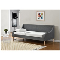 Corium Bett, Lodz Polsterbett 90x200cm Textil - ideal als Tagesbett oder Schlafsofa grau