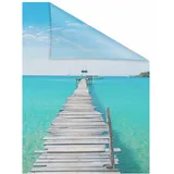 Lichtblick Fensterfolie El Mar, 1 St., blickdicht, strukturiertKlebepunkte, selbstklebend, Sichtschutz blau 50 x 100 cm