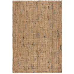 Teppich FLAIR RUGS "Jute Boucle", blau, B:160cm H:7mm L:230cm, Jute, Teppiche, aus 100% Jute, mit Fransen, aus Naturfasern